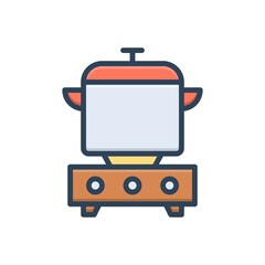 Color illustration icon for cooked