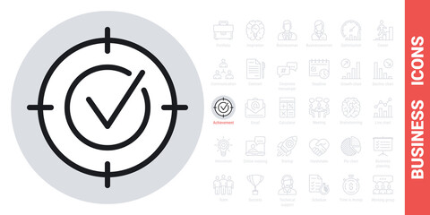 Business purpose, target, goal or aim icon. Simple black and white version from a series of business icons