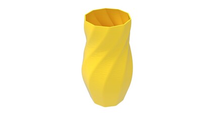 3D rendering of a 3d printed vase complex shaped and colored isoalted on white background.