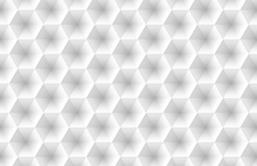 Modern geometric 3d background. White hexagonal pyramids pattern. Geometry line hexagonal seamless pattern for surface design, fabric, wrapping paper. Modern abstract repeatable motif.Vector EPS10