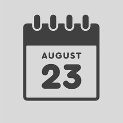 Icon day date 23 August, template calendar page