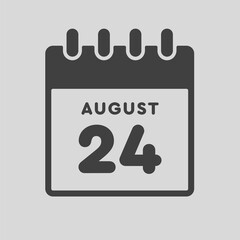 Icon day date 24 August, template calendar page