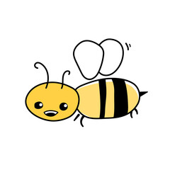 Cartoon wasp isolated on white background. Children's vector illustration.