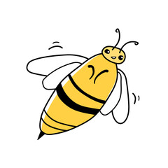 Cartoon wasp isolated on white background. Children's vector illustration.