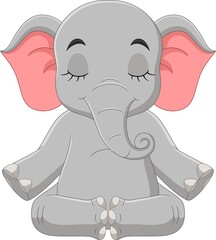 Cartoon elephant sitting and meditating