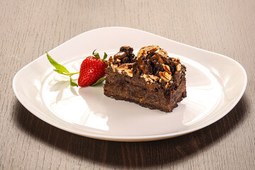 Brownie chocolate cake with nuts
