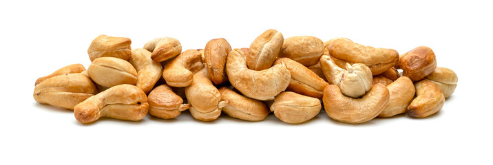 Roasted cashew nuts isolated on white background