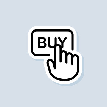 Buy with mouse click. Click buy sticker, logo, icon. Vector on isolated background. EPS 10