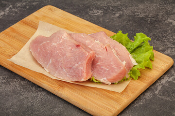 Raw pork steak for cooking