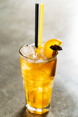 tasty alcoholic old fashioned cocktail in the bar