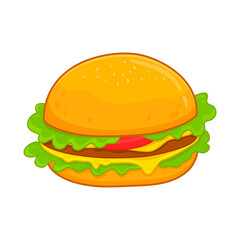 Сheeseburger or hamburger isolated on white background. Fast food meal
