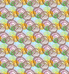 Seamless pattern with abstract hand-drawn curls or spiral swirl, seamless fabric print