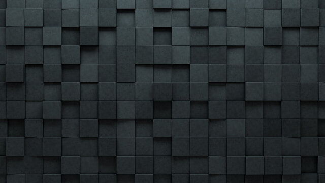 Square Tiles arranged to create a Concrete wall. Futuristic, Semigloss Background formed from 3D blocks. 3D Render