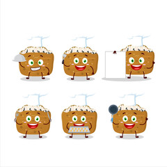 Cartoon character of inarizushi with various chef emoticons