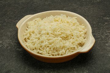 Steamed basmati rice in the bowl