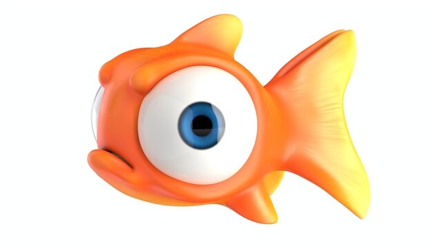3D render of Cute angry Gold Fish 