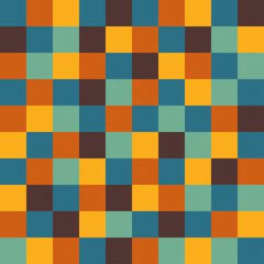 Multicolored Pixel Seamless pattern. Rainbow squares background. Vector mosaic illustration. Geometric template for your design.