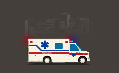 Flat ambulance car vector illustration isolated