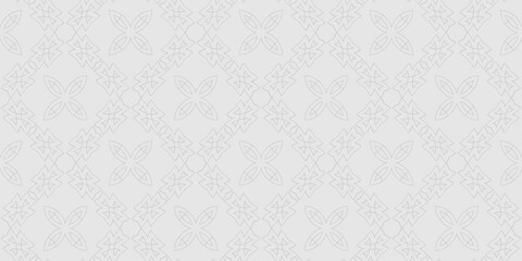 Background pattern with geometric ornament on gray background. Seamless pattern, texture. Vector image