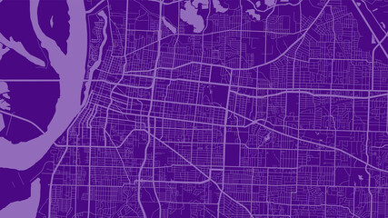 Indigo and purple Memphis city area vector background map, streets and water cartography illustration.