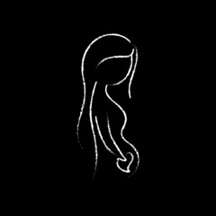 Pregnant woman chalk icon. Motherhood. Mather's Day. Thin line customizable illustration. Contour symbol. Vector isolated outline drawing.