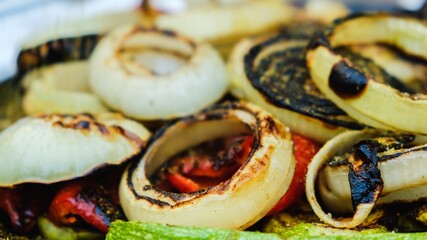 Onion closeup grilled food roasted,  summer.