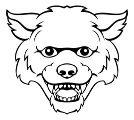 Wolf Mascot Cute Happy Cartoon Character