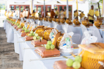 Equipment for offering the newly ordained monks, in the Buddhist ordination ceremony.