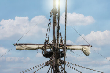 mast retracted from a 16th century spanish galleon