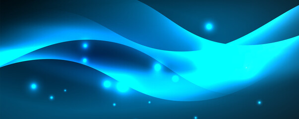 Shiny glowing neon wave, light lines abstract background. Magic energy and motion concept. Vector wallpaper template
