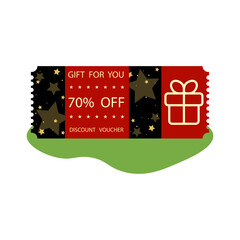 Gift coupon for a 70% discount. Vector illustration.