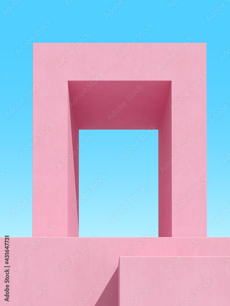 Poster 3d illustration of abstract architecture background, minimal architectural poster.