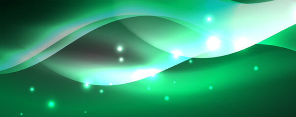 Shiny glowing neon wave, light lines abstract background. Magic energy and motion concept. Vector wallpaper template