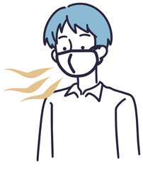 口臭くさい　マスク男性　イラスト