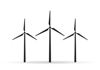 Wind turbine or power icon. Modern windmill silhouettes. Eco energy concept. Vector illustration. © metelsky25