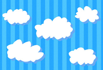 影のある　雲　空　吹き出し　素材　背景　ストライプ　ざらざらした　紙質　質感