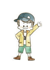 アウトドアウェアの男の子