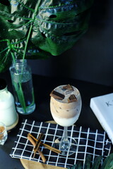 Tasty Cocoa Drink - Milk Coffee with Chocolate bar topping