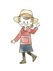 アウトドアウェアの女性