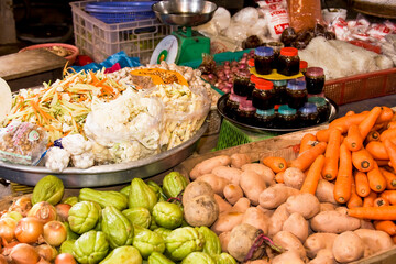 Market seller sells goods in the market in Cai Be, Mekong Delta, Vietnam, Southeast Asia