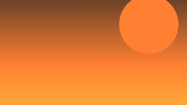Abstract minimalistic orange sunset with night sky background animation