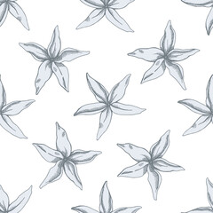 Seamless pattern with hand drawn pastel hancornia