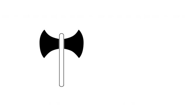 Double axe, labrys, war and homosexual symbol. Selamless loop animation,luma matte.