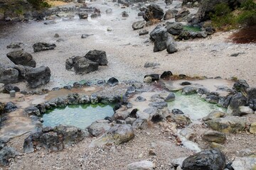 温泉が湧き出る公園