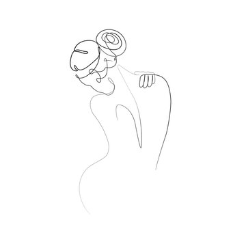 recommend clip art: Woman Abstract Body One Line Drawing. Female Figure Creative Contemporary Abstract Line Drawing. Beauty Fashion Female Body Vector Minimalist Design for Wall Art, Print, Card, Poster.
