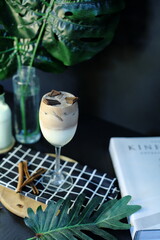 Tasty Cocoa Drink - Milk Coffee with Chocolate bar topping