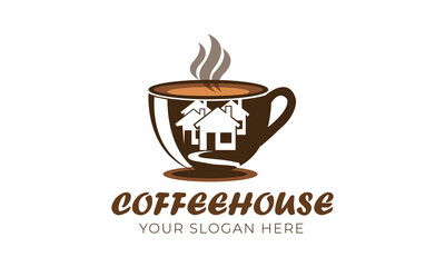 Coffee house logo for restaurant, coffee or tea shop and coffee tea related business