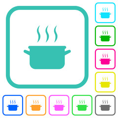 Steaming pot vivid colored flat icons