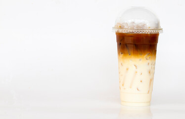 cold drinks iced white choc macchiato menu fresh roasted coffee colorful beverage tasty on background white 