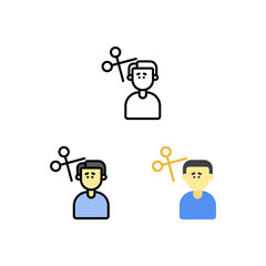Problem haircut, hairstyle not as expected Icon, Logo, and illustration